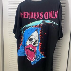 Members Only Black Tee with Sword Graphic